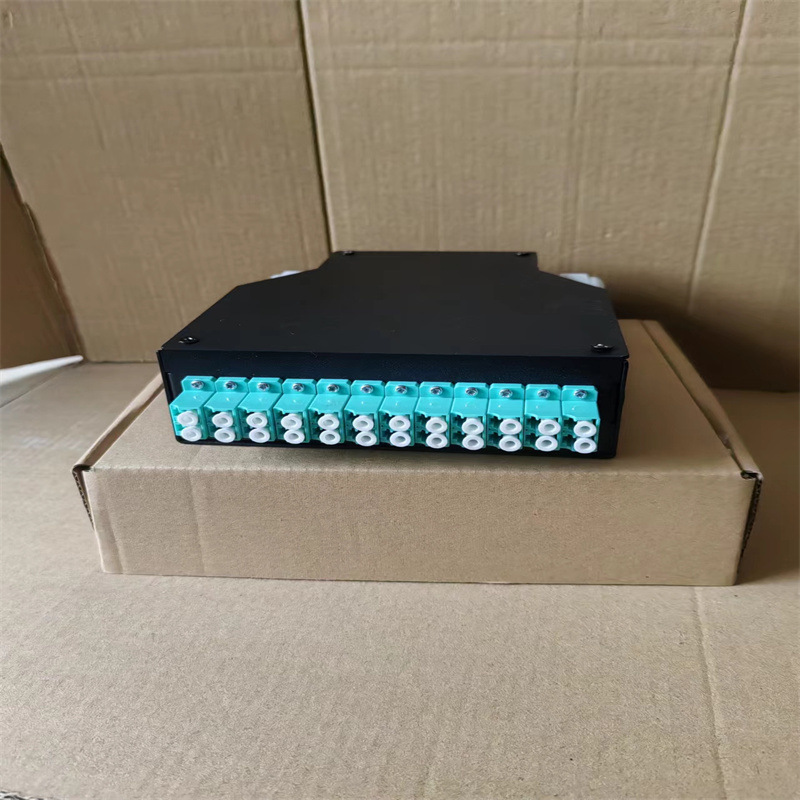 黑色款1U 12口DIN光纤终端盒 金属材质SC/LC单双联通用配线终端盒