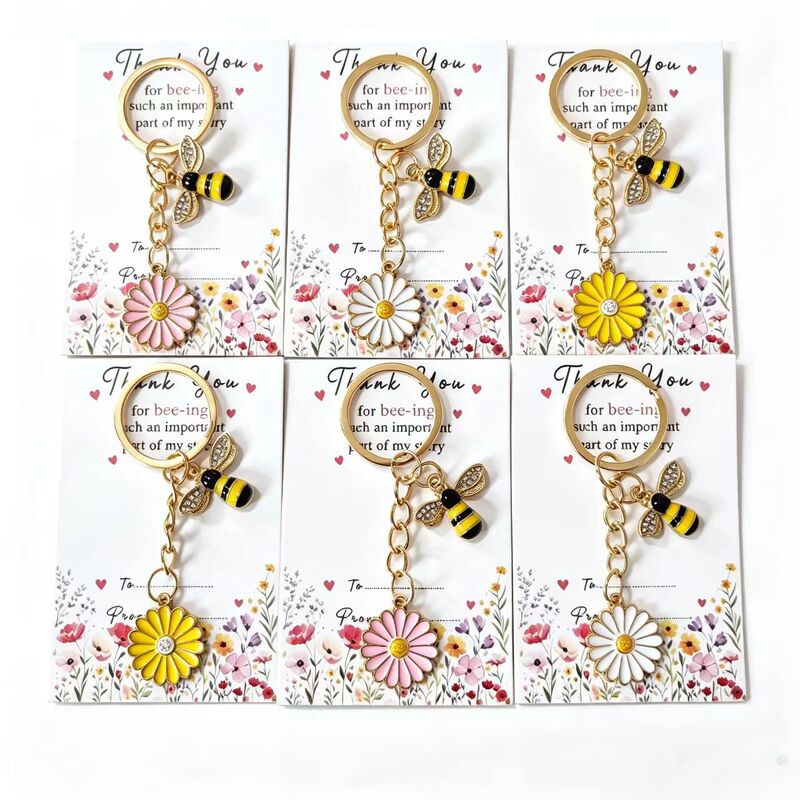Cross-border ThankYou cartoon bee daisy keychain Thanksgiving small gift bag pendant Cross-border ThankYou cartoon bee daisy keychain Thanksgiving small gift bag pendant