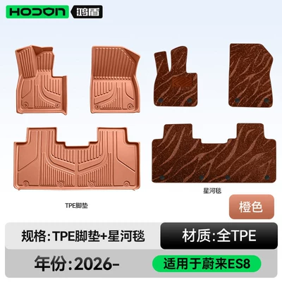 floor mats and trunk mats, Modelə uyğun ayaqaltı - nio-es8-five-seater-double-layer-foot-mat-orange-tpe-brown-starry-carpet-with-starlight-embellishments