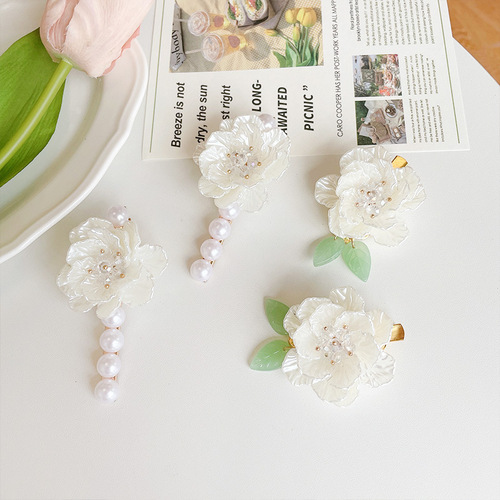 French romantic fairy mountain tea flower hair clip for women, retro side bang clip, high-end temperament hair accessory clip