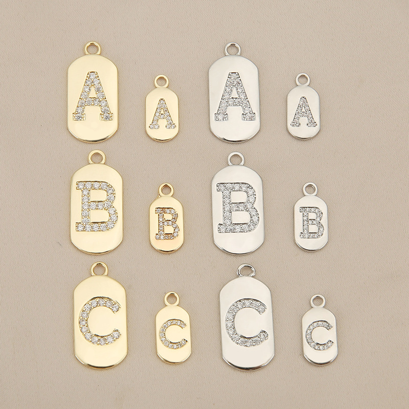 AliExpress Hot Sale 26 English Alphabet Pendant 18K Zircon Mini Tagging DIY Handmade Necklace Bracelet Accessories