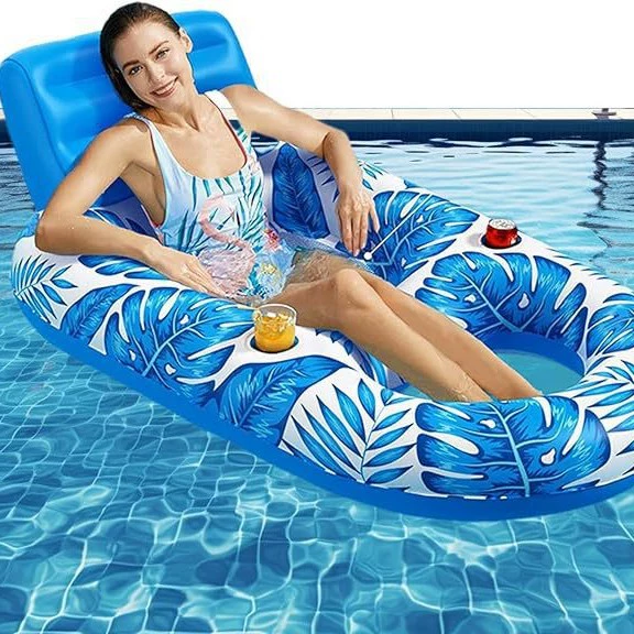 Популярный надувной плавучий шезлонг в форме кленового листа из ПВХ для бассейна, надувная кровать для отдыха на воде, уличный водный диван