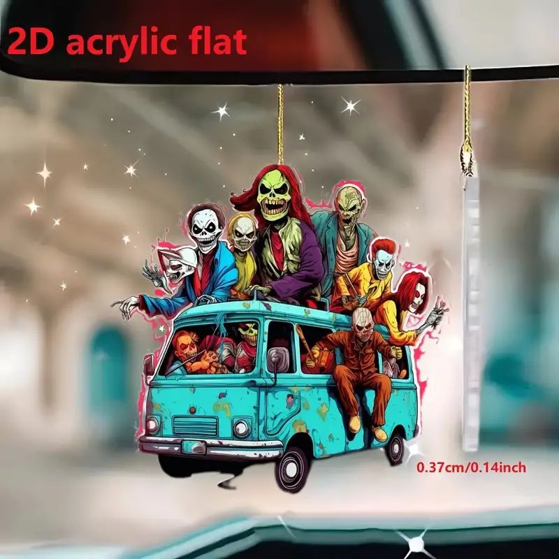 2D Halloween Horror Personajes de autobús Fiestas Colgante Nuevo Acrílico Transfronterizo Colgante Decoración de automóviles Plano