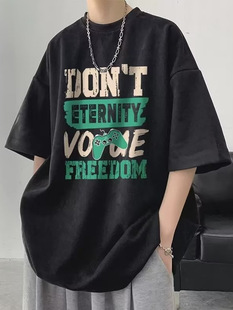 New summer short-sleeved loose T-shirt for men's trendy casual half-sleeved trendy T-shirt base shirt five-point sleeve top