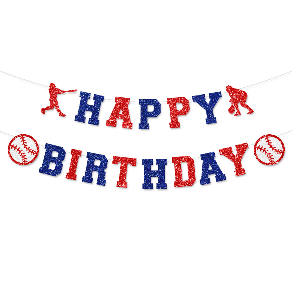 Transfronterizo nuevos deportes de béisbol tema fiesta de cumpleaños decoración traje béisbol cumpleaños bandera pastel insertar