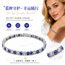 欧美跨境恶魔眼手链女彩色锆石镶嵌金色链条时尚百搭日常佩戴饰品