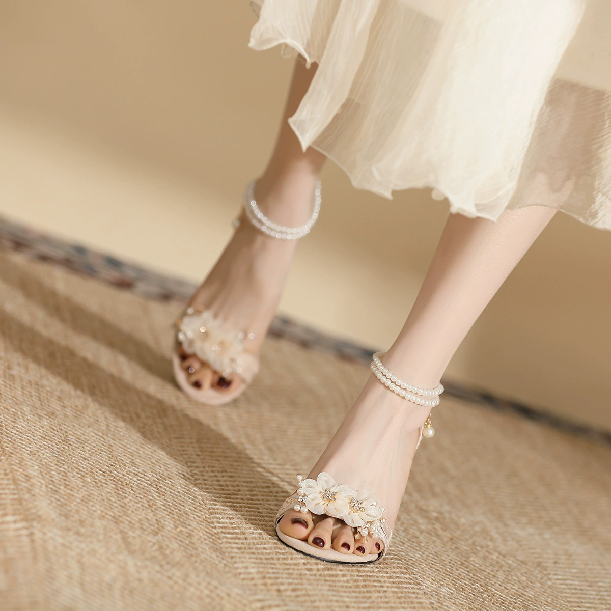 Summer high sandals from pearl, shoes, plus size, flowered
