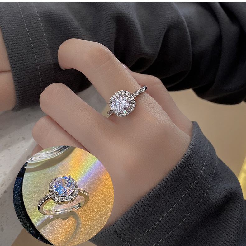 Simple Style Geometric Copper Inlay Zircon Open Ring 1 Piece