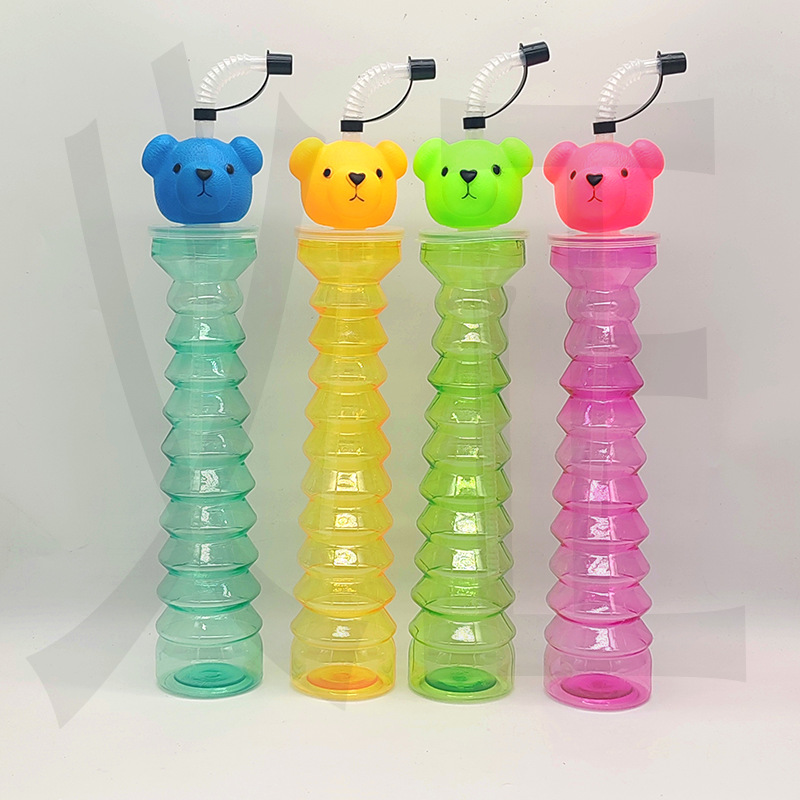 Venta caliente de comercio exterior fabricante spot PET taza de árbol de coco taza de pajita de plástico botella de jugo desechable forma personalizada árbol de coco