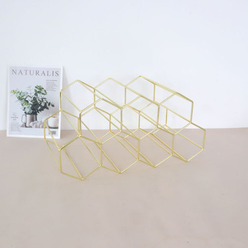 Gold metal iron wine rack ins living room creative wine cabinet display rack honeycomb horizontal wine rack