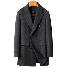 双面呢西装领羊毛大衣男中长款高端男士中年休闲呢子外套风衣夹克