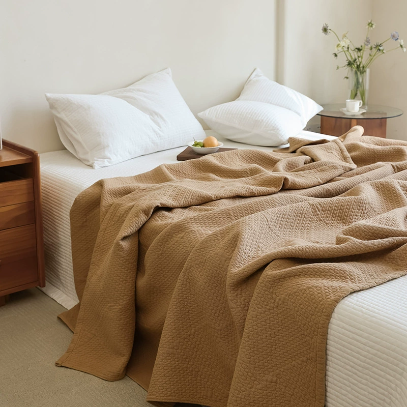 Чистое хлопковое однотонное полотенце-одеяло из чистого хлопкового марлевого полотна, летнее одинарное и двойное одеяло, новинка 2025 года, офисное, диванное, ланч-одеяло