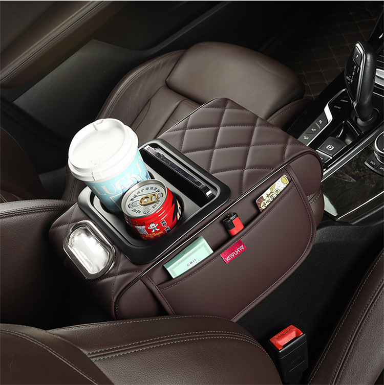 Car storage armrest box pad in stock, universal cup holder storage box, multifunctional four-in-one armrest heightening pad