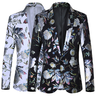 Foreign Trade 2024 Autumn and Winter New Men's Suit Casual Fashion Color Jacket Men's Flat Barge Collar Large Size Suit