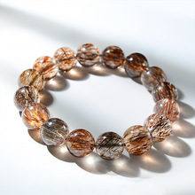 【超七】天然黑金超七水晶手串透体单圈发晶手链黑发晶男女水晶串