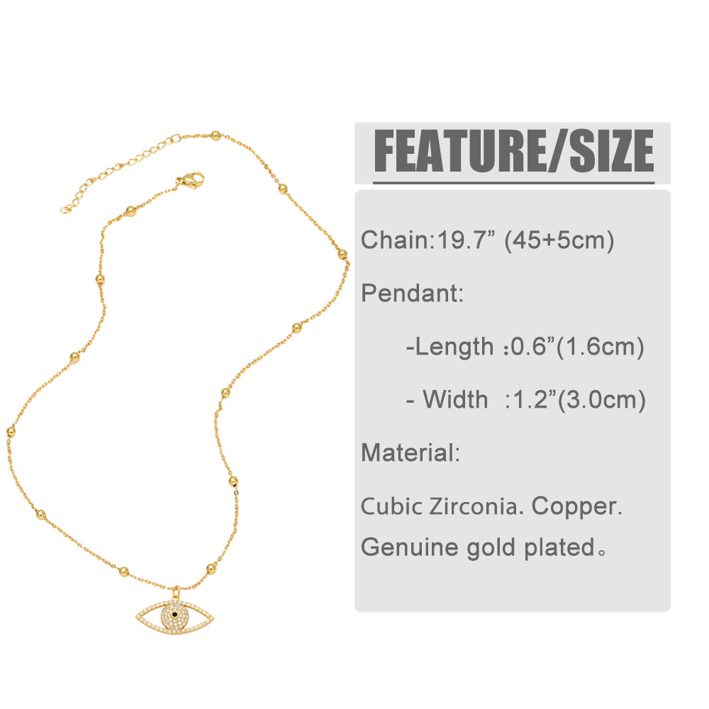 Fashion Eye Copper Inlay Artificial Pearls Zircon Pendant Necklace 1 Piece