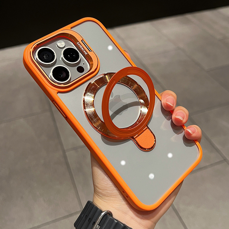 国境を越えた適用 iPhone17 透明磁気レンズ ダブルブラケット 携帯電話ケース Apple 16 レンズフィルム保護カバー 15|undefined