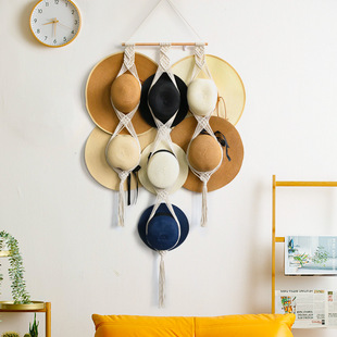 New cotton rope hand-woven tapestry room decoration wall hanging storage hat lanyard Nordic style cross-border supply