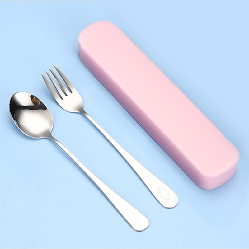 Portable 304 Stainless Steel Tableware Set, Spoon Chopsticks Fork, 3‑Piece with Storage Case