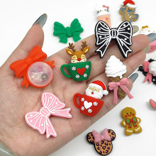 定制食品级硅胶珠圣诞老人杯蝴蝶结圆珠笔diy串珠手链钥匙扣配件