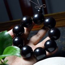 手工黑檀木手串 手串3.0黑檀 紫光檀男士大佛珠 正圆小孔精工