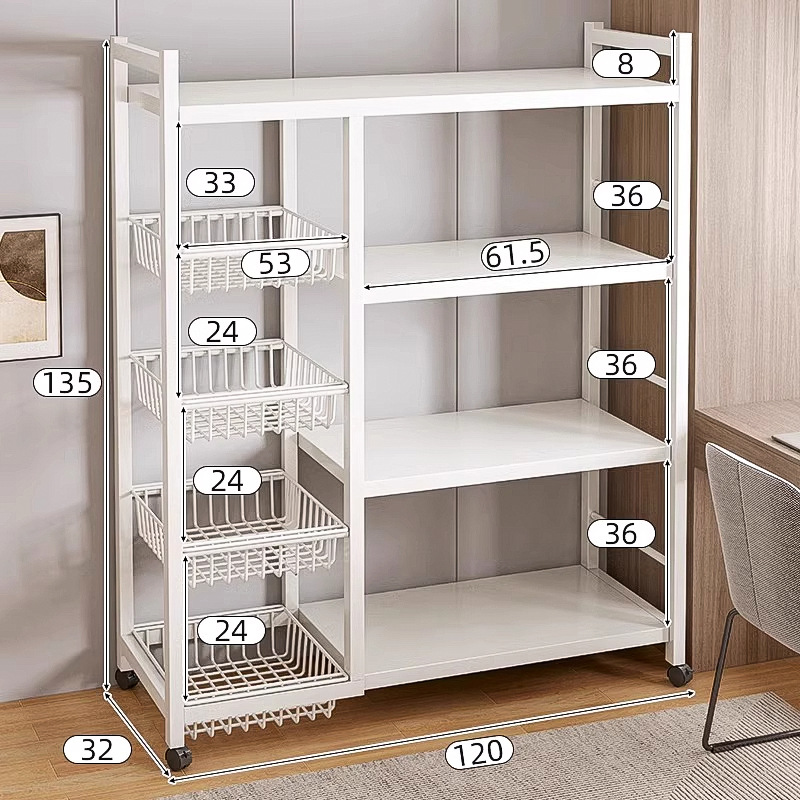 Estante de cocina Estante de almacenamiento de vegetales multicapa de piso contra la pared Estante de almacenamiento de bocadillos Estante multifunción para el hogar