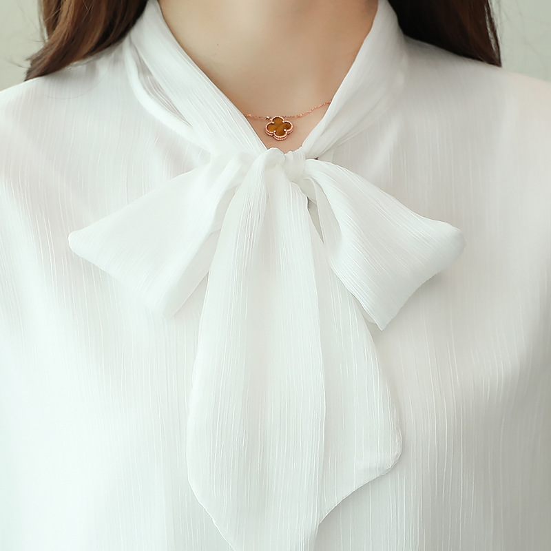 Shiffon spring elegant shirt with bow