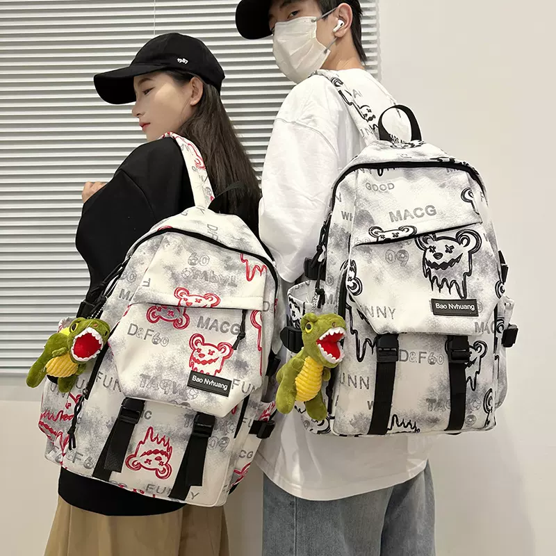 书包新款ins涂鸦双肩包小学生男书包大容量2025新款尼龙学校背包