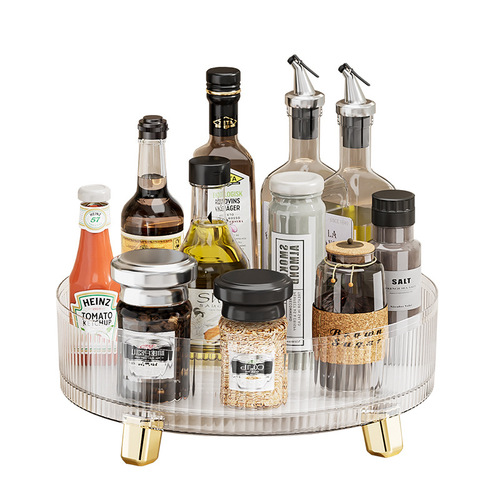 Bolan light luxury rotatable kitchen spice rack plastic multi-functional spice storage rack household supplies storage rack