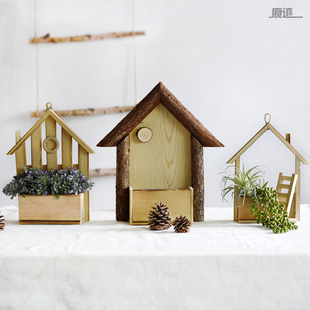 Wall Hanging Wooden Flower Basket Pastoral Cabin Hanging Basket Flower Pot Home Creative Decorative Flower Vine Flower Rack Ornaments