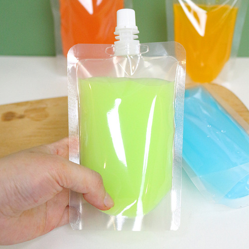 Stand-up bag milk tea packaging bag juice drink transparent bag wholesale traditional Chinese medicine liquid disposable nozzle packaging bag
