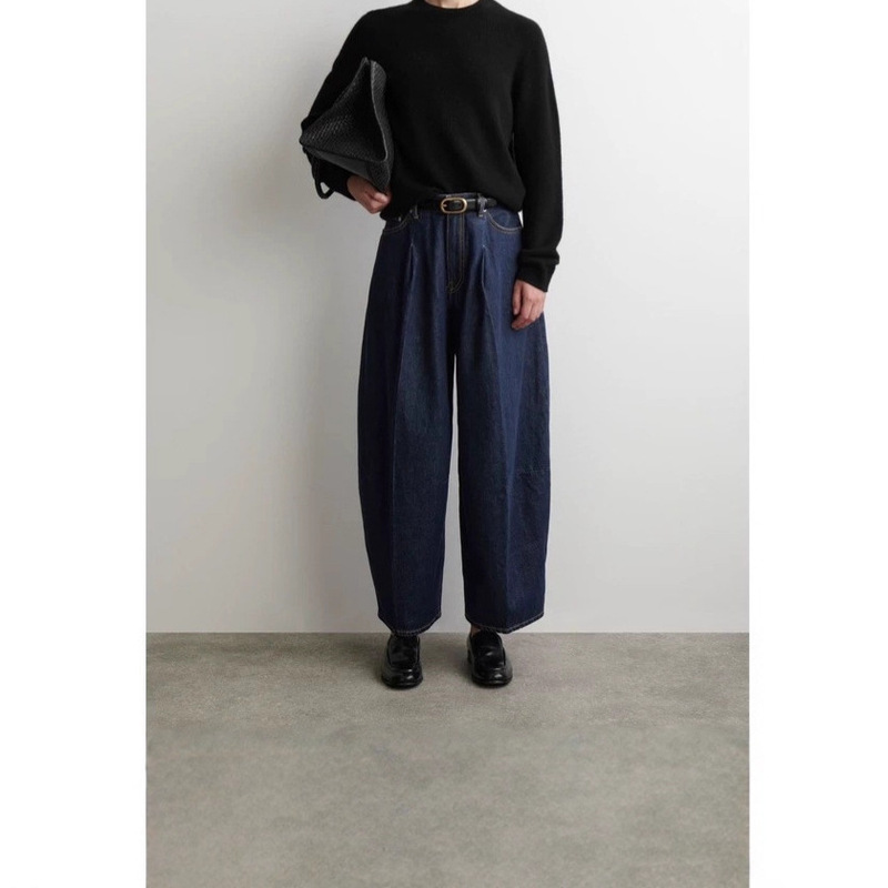 Cs Women's Casual Fit Mid-Waist Barrel Jeans Dark Blue 2025 Autumn New Product 1298857003