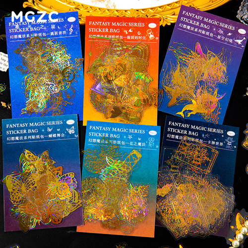 Twilight Saga Pet Sticker Pack – Fantasy Magic Series, 30-Piece 3D Gold-Embossed Journal Decorative Materials