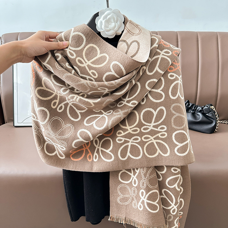 Bufandas coreanas de cachemira de dama 2025 pájaros con un bufón de aire acondicionado que se vuelve más grueso y cálido