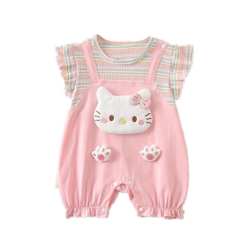 Summer children's thin bodysuit, set, rabbit for new born, kitten