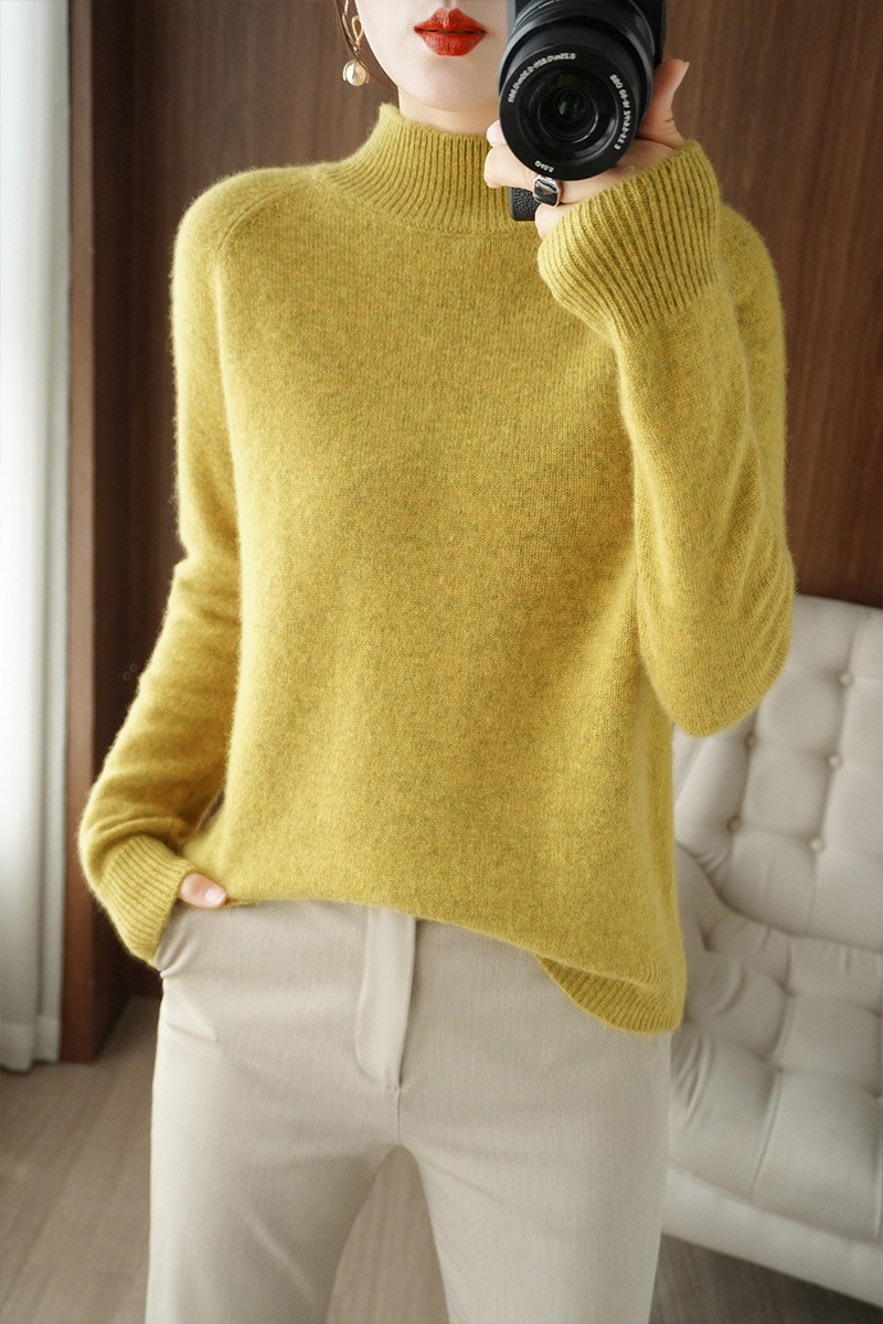 Wholesale of 2022 new semi-high neck pullover long-sleeved knitted sweater for women, a slimming Korean-style base layer pic 28