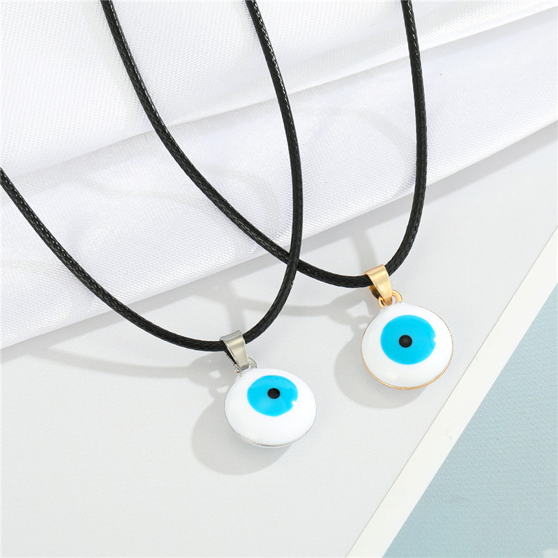 Wholesale Jewelry Blue Eye Dripping Oil Pendant Necklace Nihaojewelry display picture 5