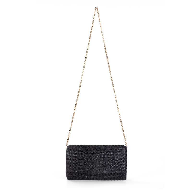 Straw Material Women's Straw Solid Color Elegant Streetwear Square Flip Cover Clutch Bag