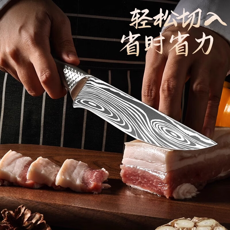 Cuchillo de carne de oveja para matar cerdos, corte de verduras, carne de acero completo, corte de carne, corte de carne, corte de tres piezas, corte de hueso y corte de carne.