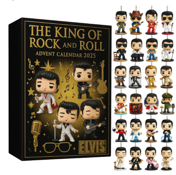 新品美国elvis presley猫王圣诞降临节日装饰亚克力挂件惊喜盲盒|undefined