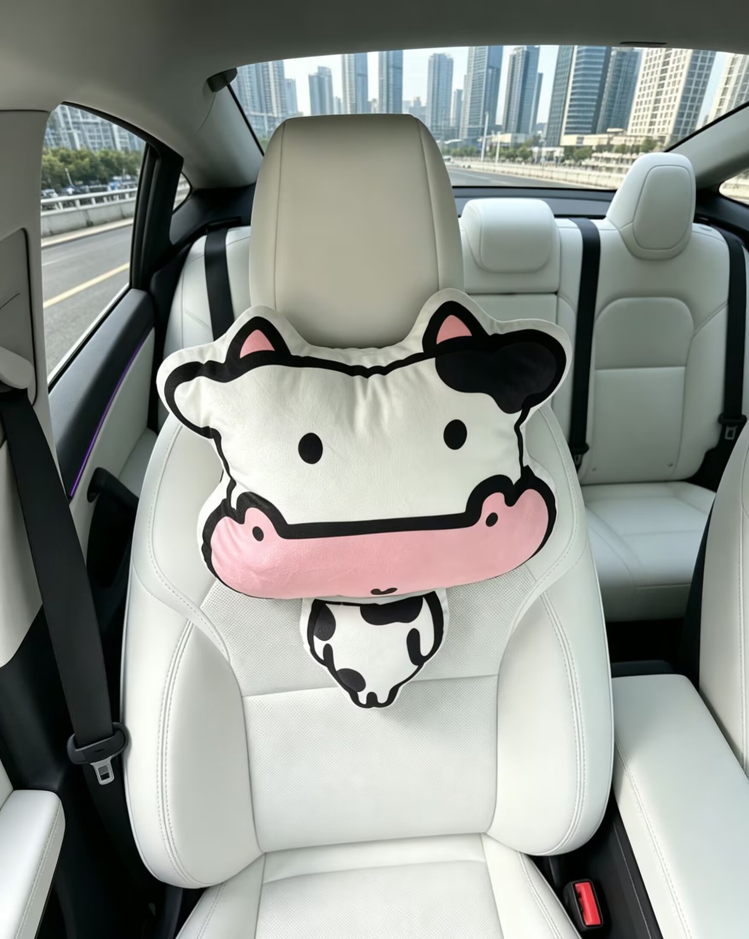 Cow and Horse Headrests, Car Headrests, Quirky and Personalized Headrests, Happy Little Cow and Horse Cartoon Headrests, Neck Pillows for Office Workers