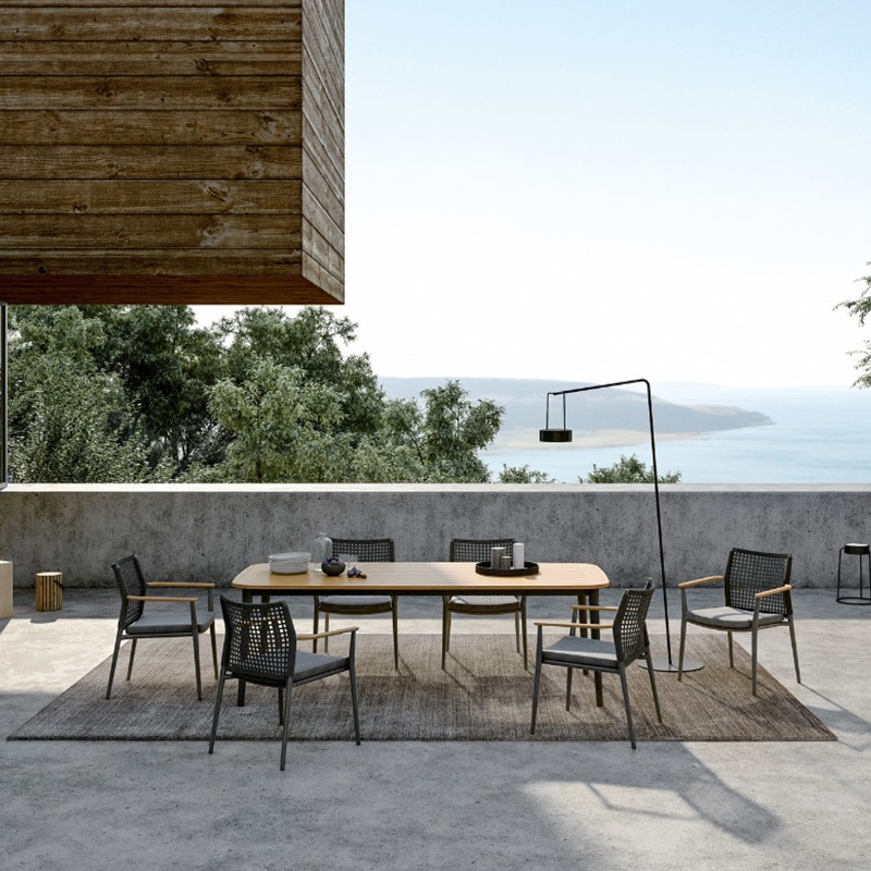 Balcón al aire libre silla de caña ocio patio villa mesa de caña silla jardín al aire libre mesa de té conjunto de muebles combinados