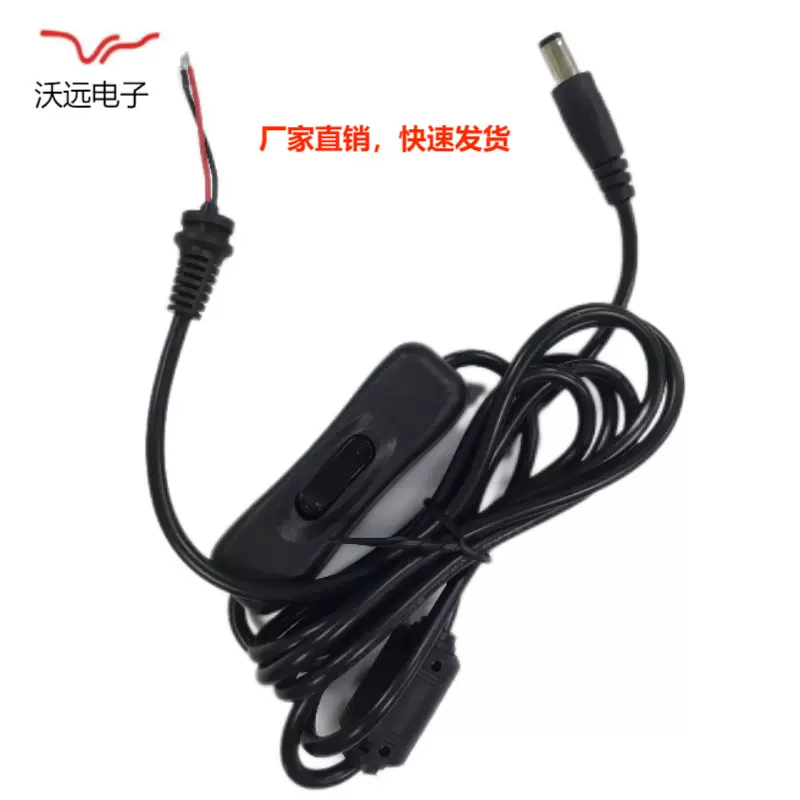 工厂直销5521直头音叉线带304开关带磁环DC电源线