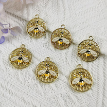 保色电镀diy饰品配件 韩版简约百搭蜜蜂立体挂件合金耳环项链吊坠