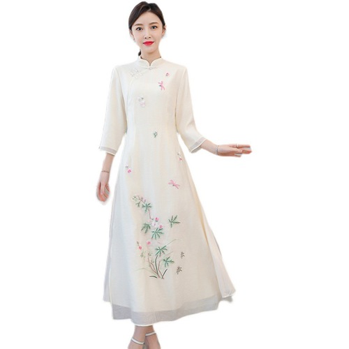 Chinese Dresses Qipao for women  high-end cheongsam Mr Diane female to improve Chinese style restoring ancient elegant temperament long dress