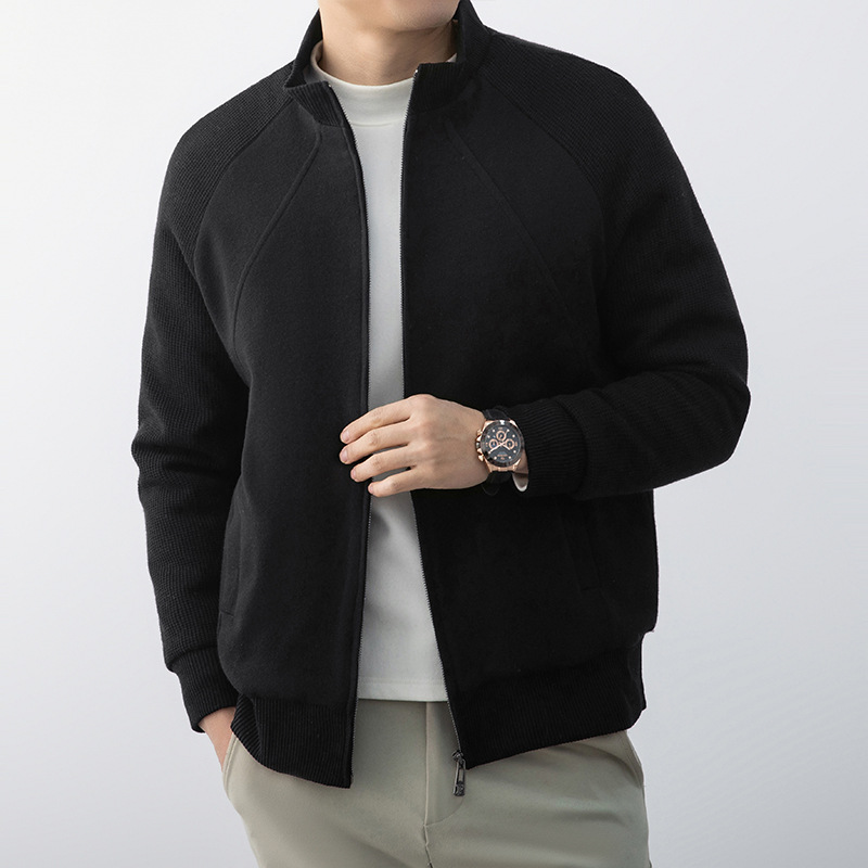 Winter Old Money Style down Jacket for Men, New Wool Knitted Goose down High-End Versatile Simple Solid Color Winter Coat for Men