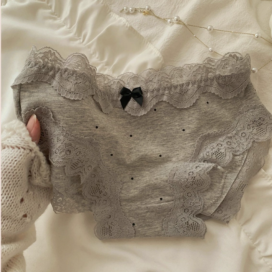 Женское нижнее белье из чистого хлопка во французском стиле ретро, ​​женские удобные летние трусы из чистого хлопка с кружевной кромкой, бесшовные женские трусы