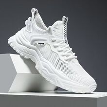 2025新款夏季透气男鞋镂空网面轻便薄款网鞋白色学生运动鞋子男款