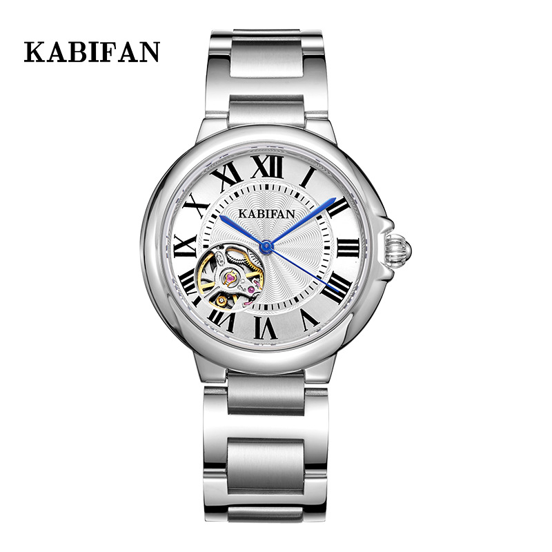 Kabifan/Kabifan Retro Women's Watch Cut Out Fully Automatic Mechanical Watch Waterproof Watch New Roman Numeral Watch