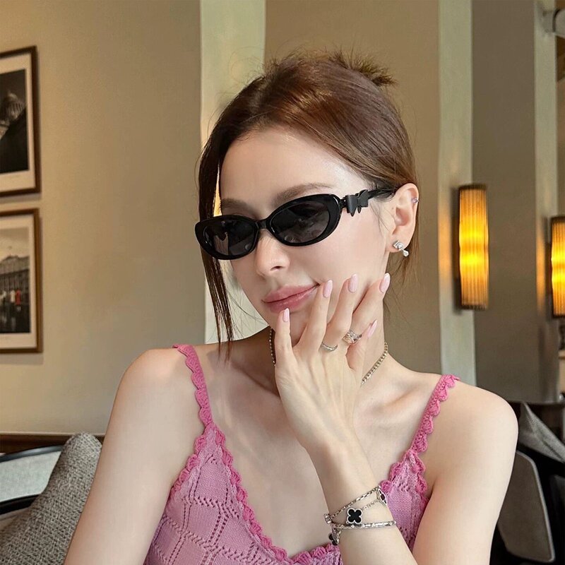 Retro Cat-Eye Sunglasses for Women, Leather Bow Decoration, Small Fragrance, Korean Trendy, Sweet and Cool Internet Celebrity Same Style Sunglasses for Women Retro Cat-Eye Sunglasses for Women, Leather Bow Decoration, Small Fragrance, Korean Trendy, Sweet and Cool Internet Celebrity Same Style Sunglasses for Women